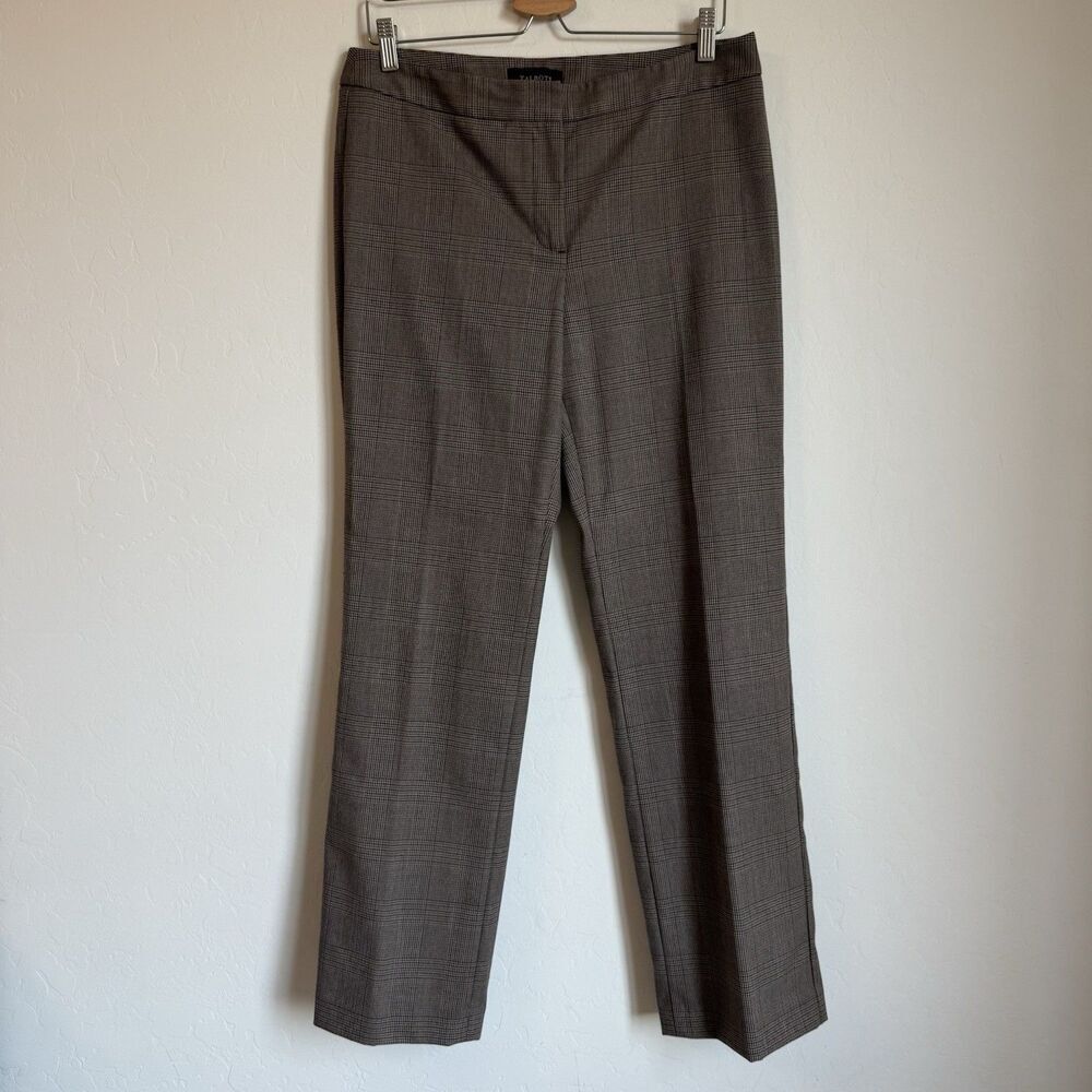 Talbots Signature Dress Pants Brown Plaid Straight Leg Trousers Sz 8 Career Wear